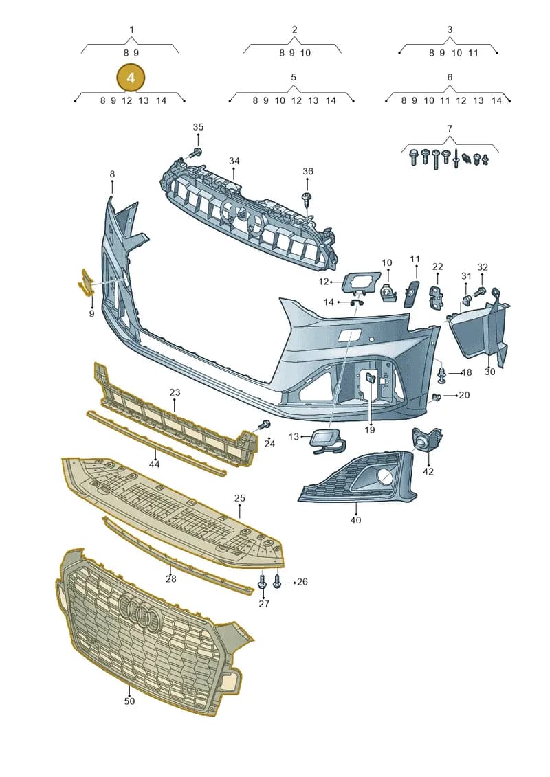 8W6807065SGRU — Audi A5 Sportback (2016-2025) diagram 848807015, position 4