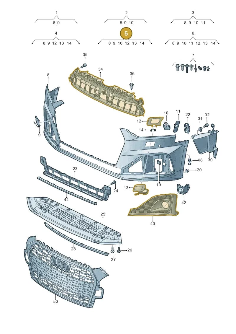 8W6807065TGRU — Audi A5 Sportback (2016-2025) diagram 848807015, position 5