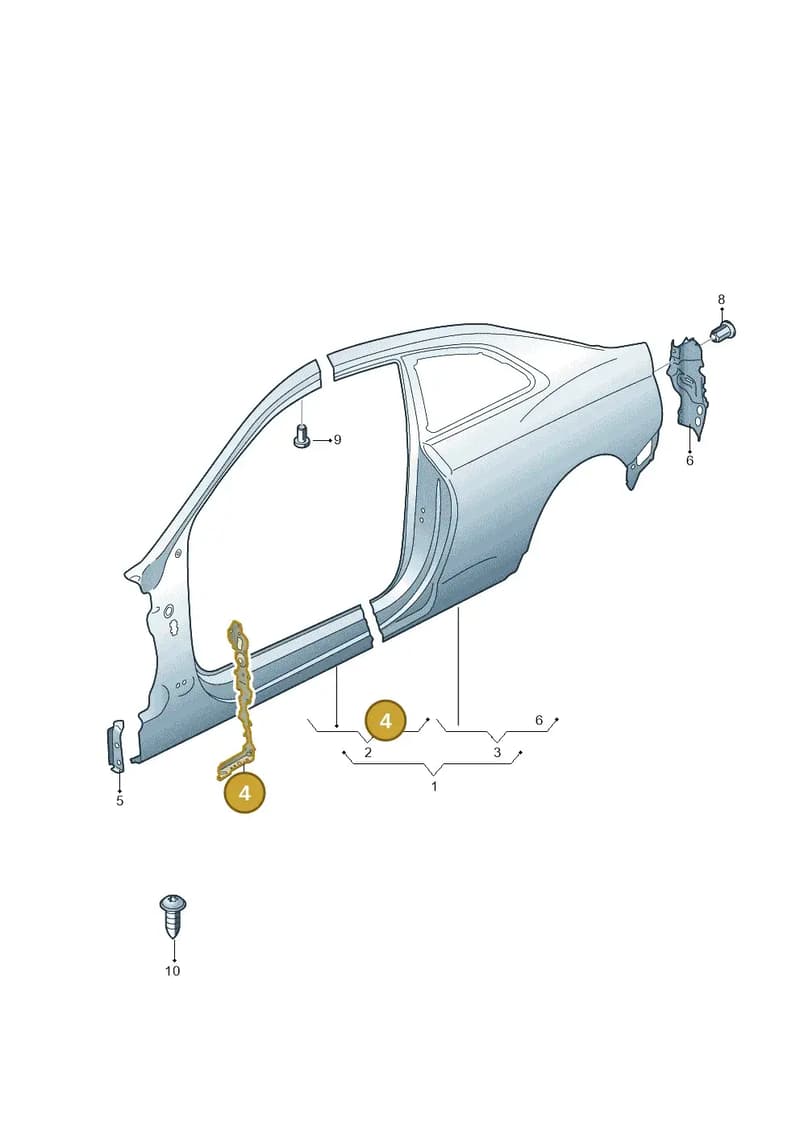 8W6809075A — Audi A5 Sportback (2016-2025) diagram 897809500, position 4