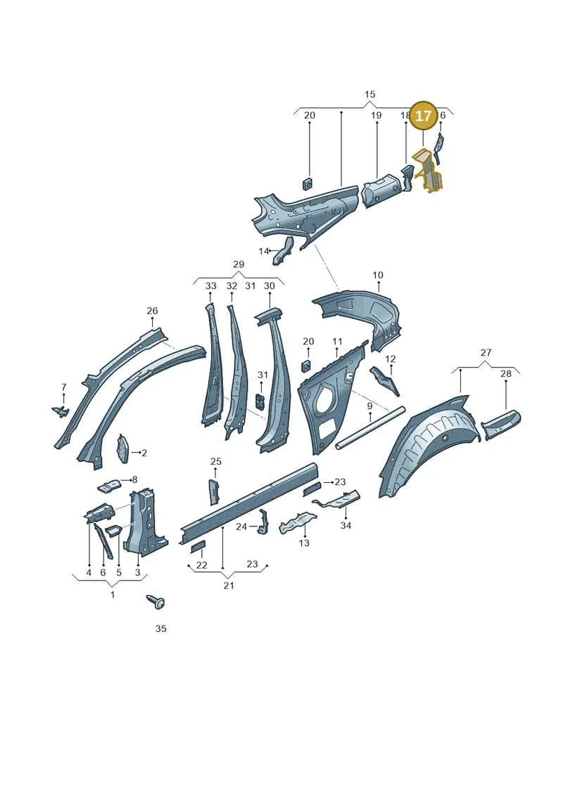 8W6809306A — Audi RS5 Sportback (2017-2025) diagram 897809000, position 17