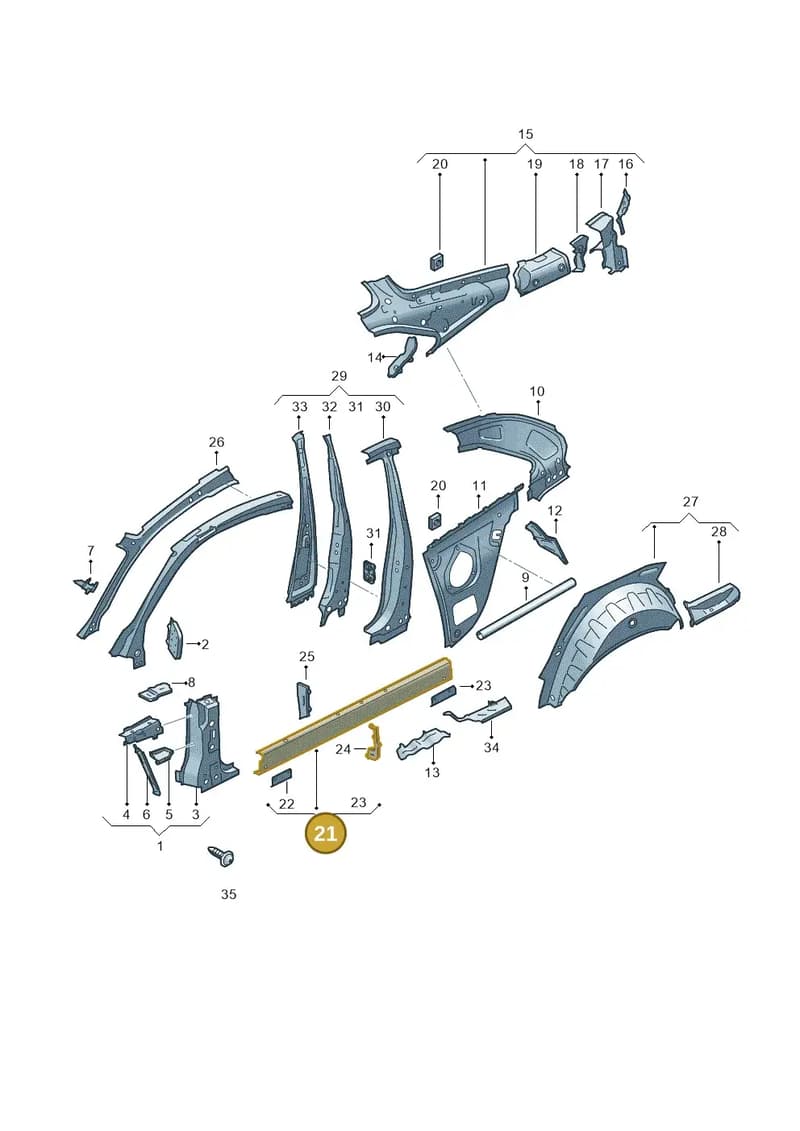 8W6809378D — Audi RS5 Sportback (2017-2025) diagram 897809000, position 21