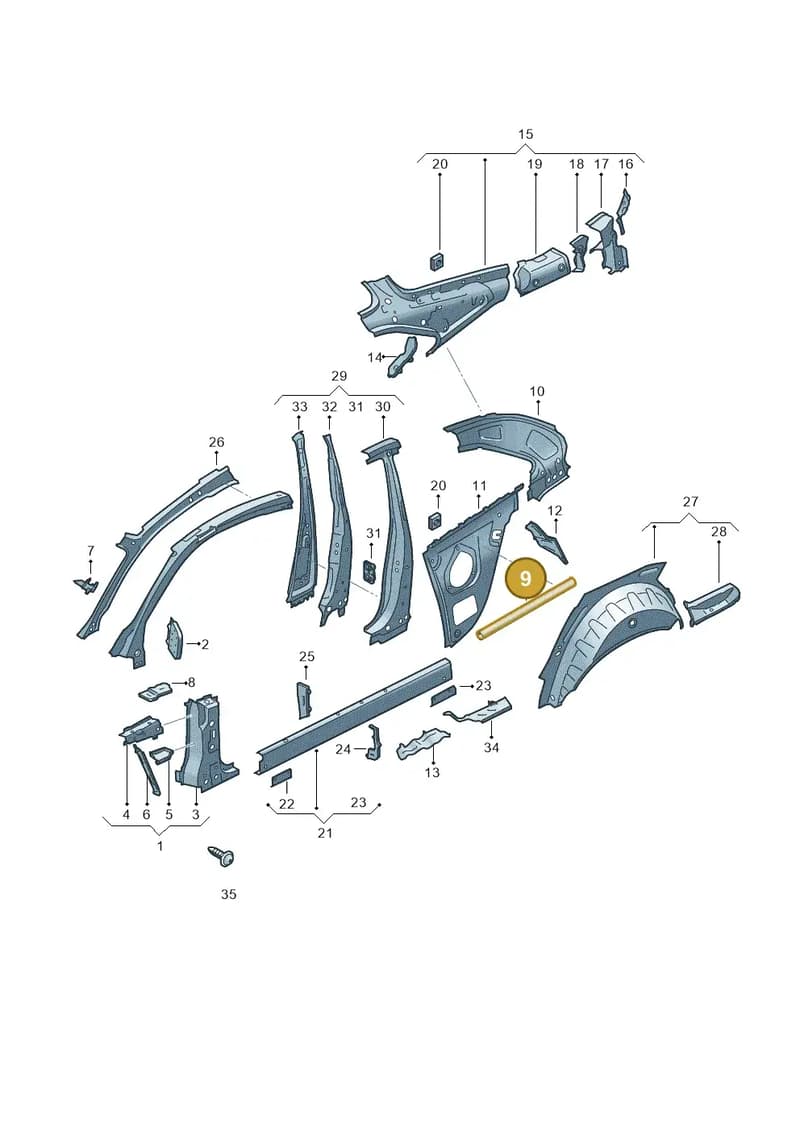 8W6809446 — Audi RS5 Sportback (2017-2025) diagram 897809000, position 9