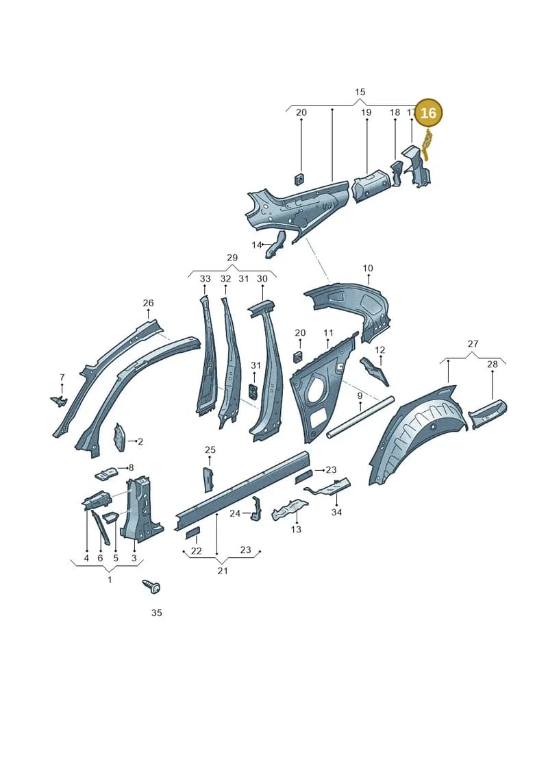 8W6810614A — Audi RS5 Sportback (2017-2025) diagram 897809000, position 16