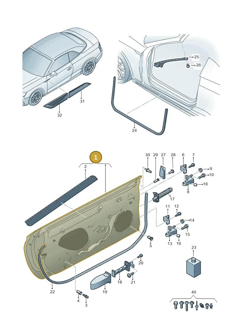 8W6831052B — Audi A5 Cabriolet (2016-2025) diagram 848831100, position 1