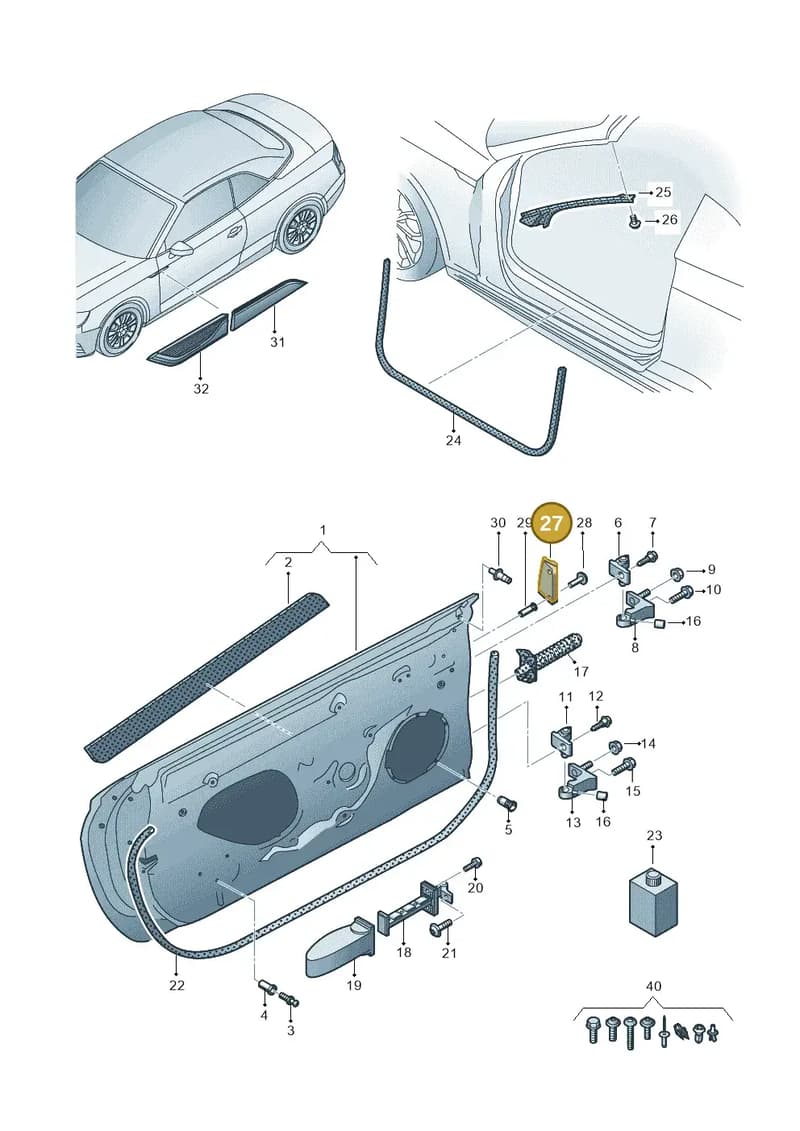 8W6831399 — Audi A5 Cabriolet (2016-2025) diagram 848831100, position 27
