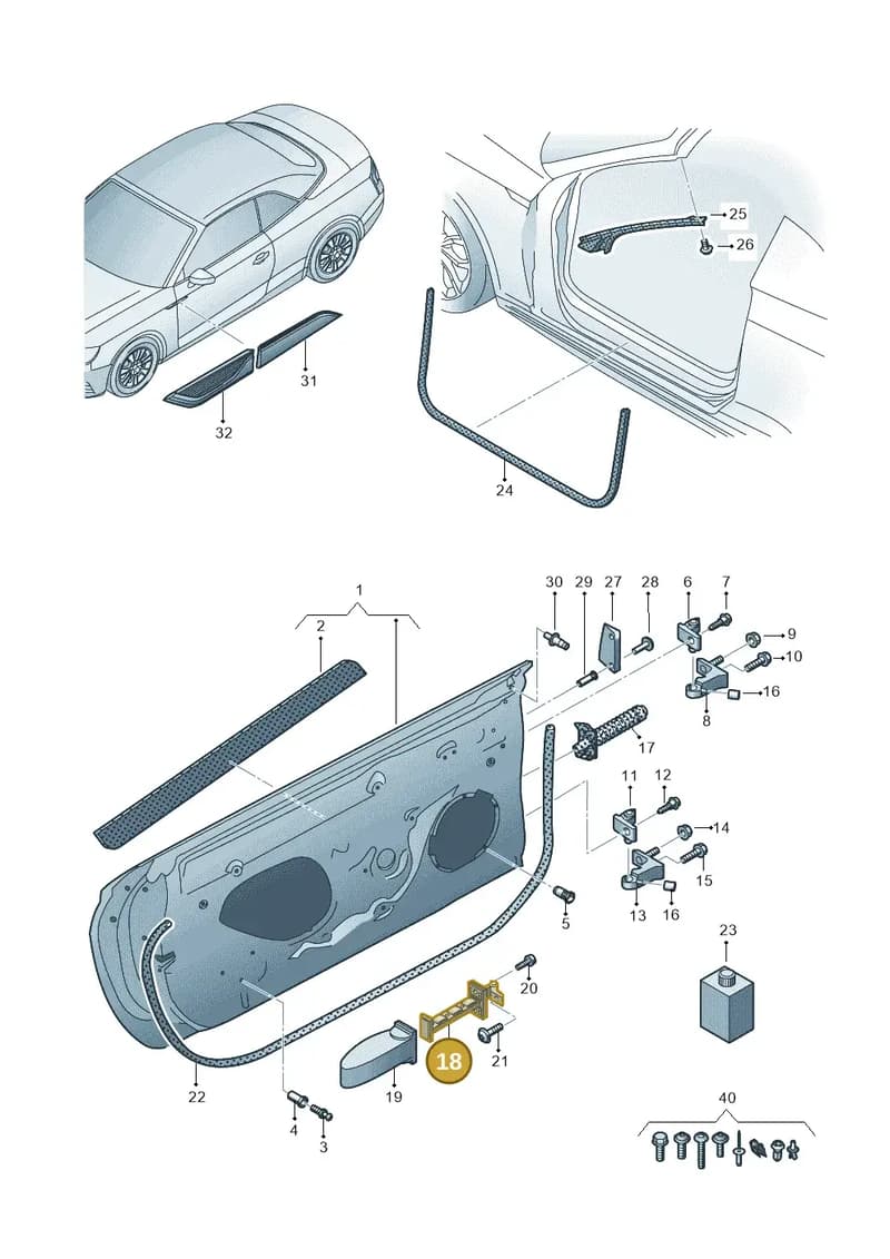 8W6837249 — Audi A5 Cabriolet (2016-2025) diagram 848831100, position 18