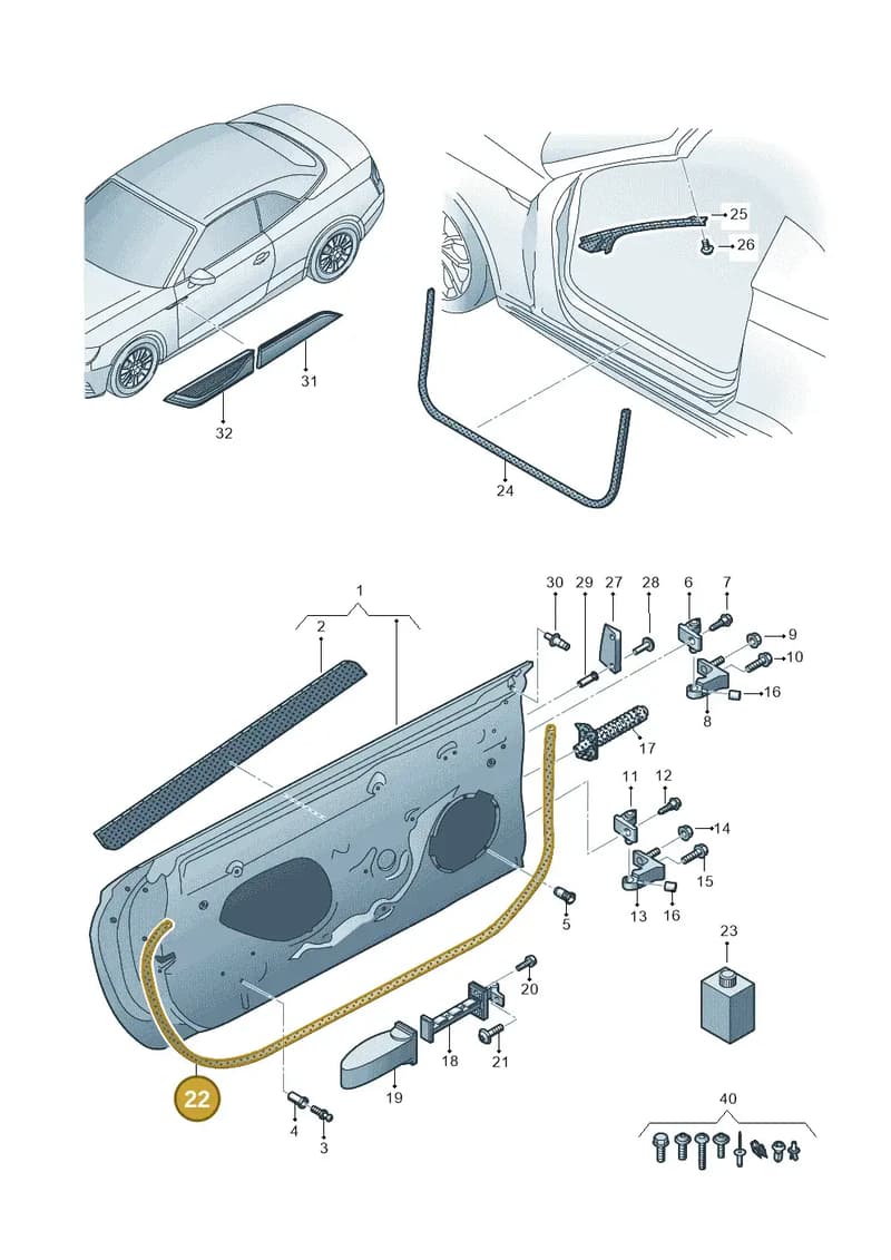 8W6837911A — Audi A5 Cabriolet (2016-2025) diagram 848831100, position 22