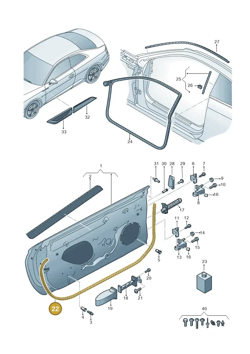8W6837911A — Audi RS5 Sportback (2017-2025) diagram 897831100, position 22