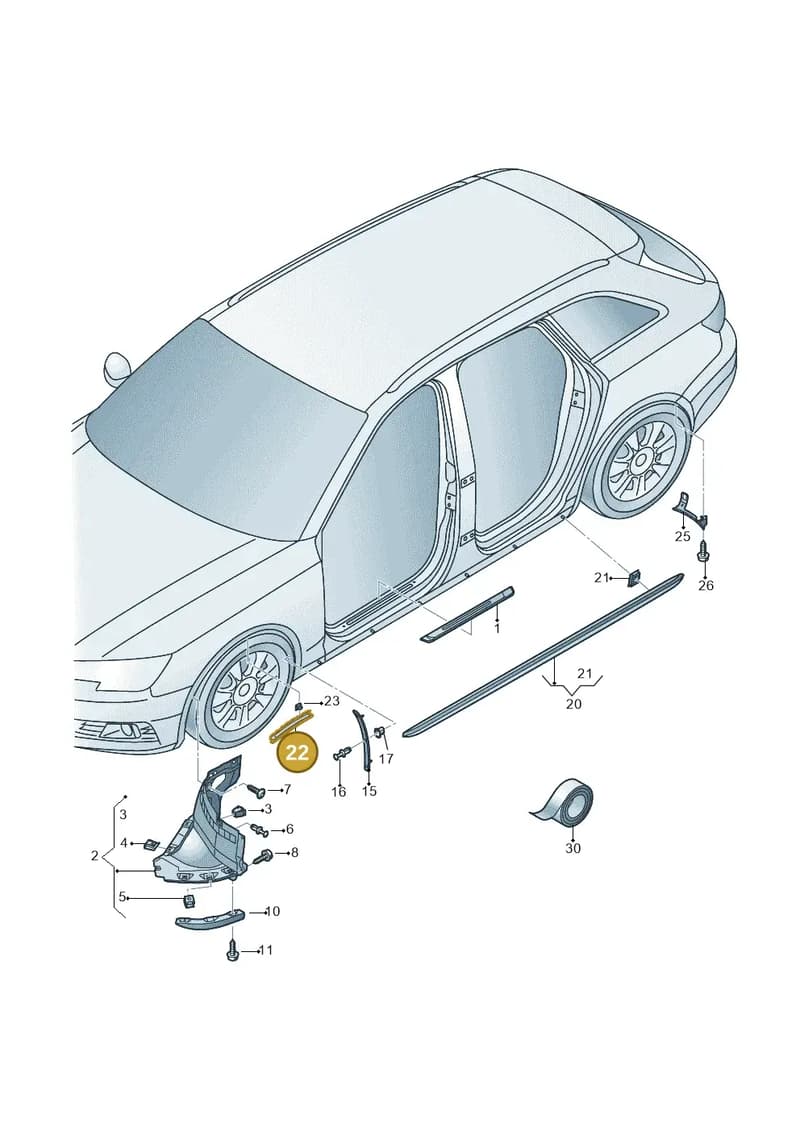8W6853717 — Audi A4 (2015-2025) diagram 849853050, position 22