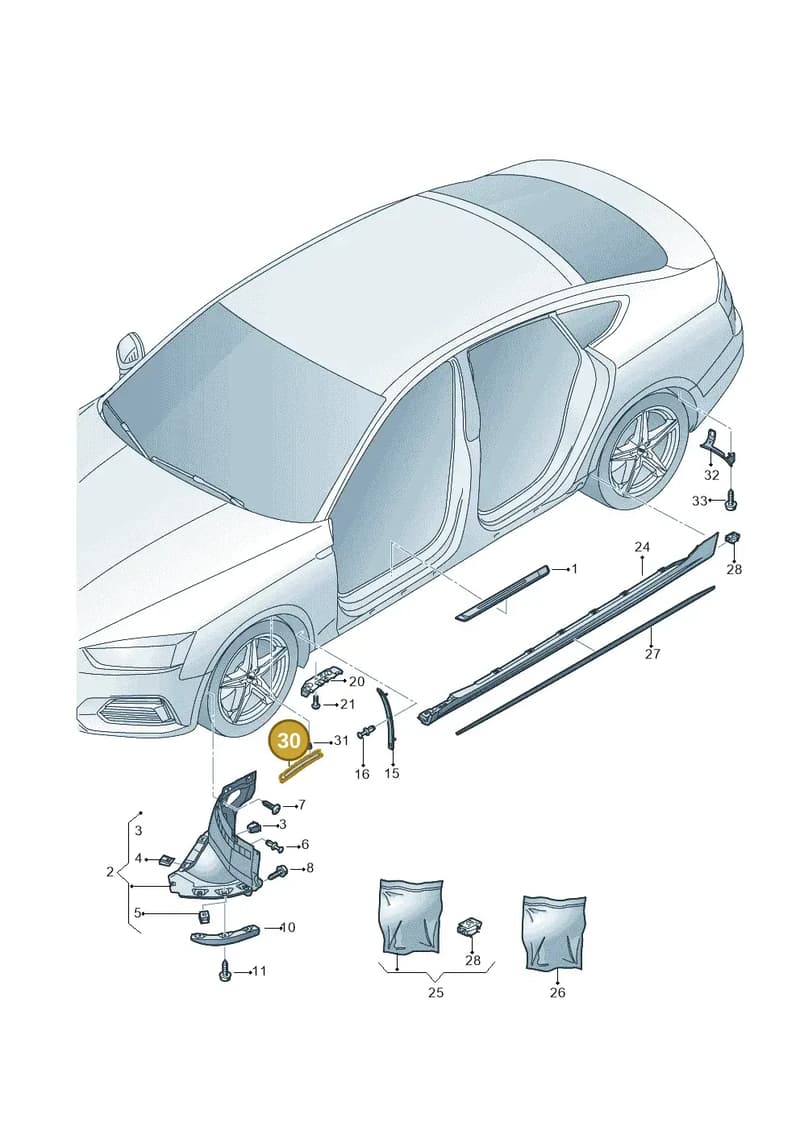 8W6853717 — Audi A5 Sportback (2016-2025) diagram 897853050, position 30