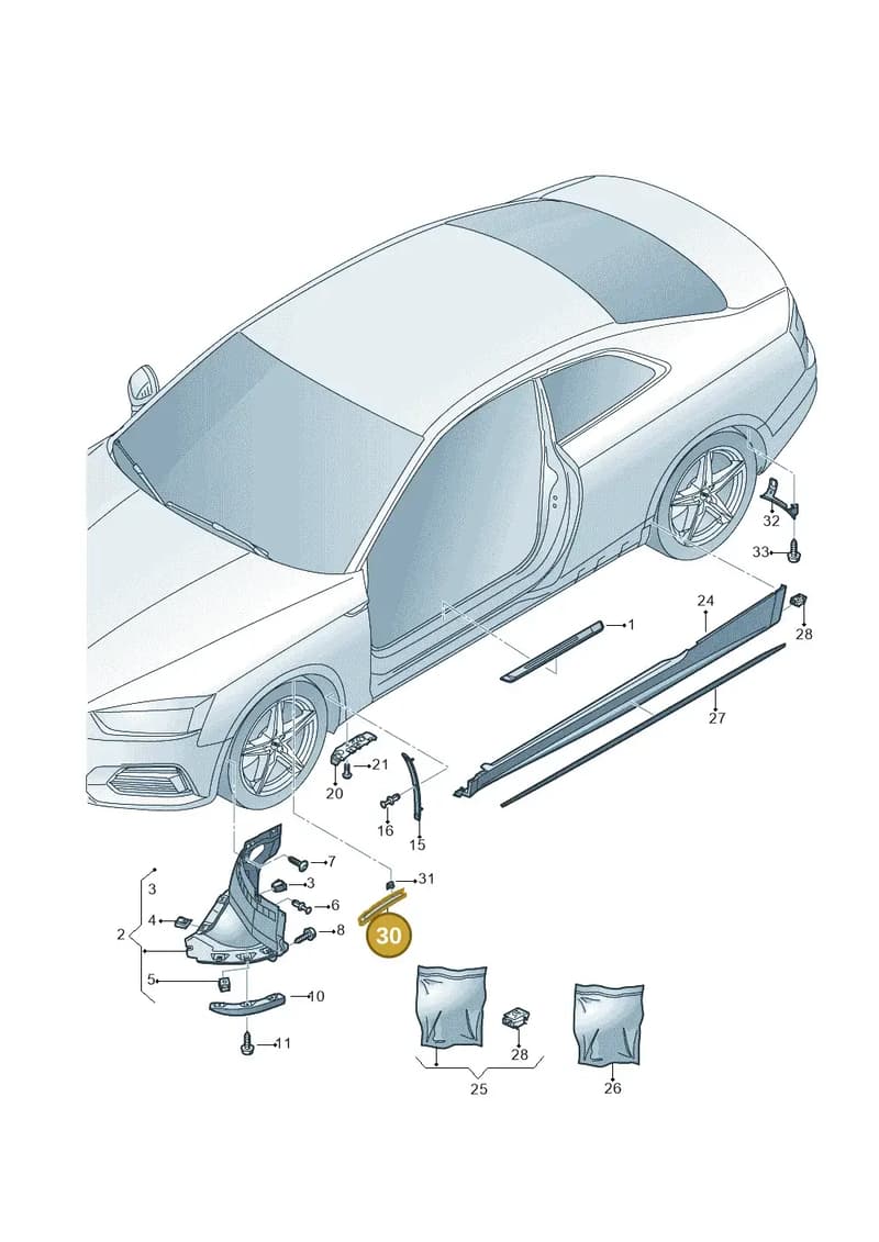 8W6853717 — Audi A5 Sportback (2016-2025) diagram 897853000, position 30