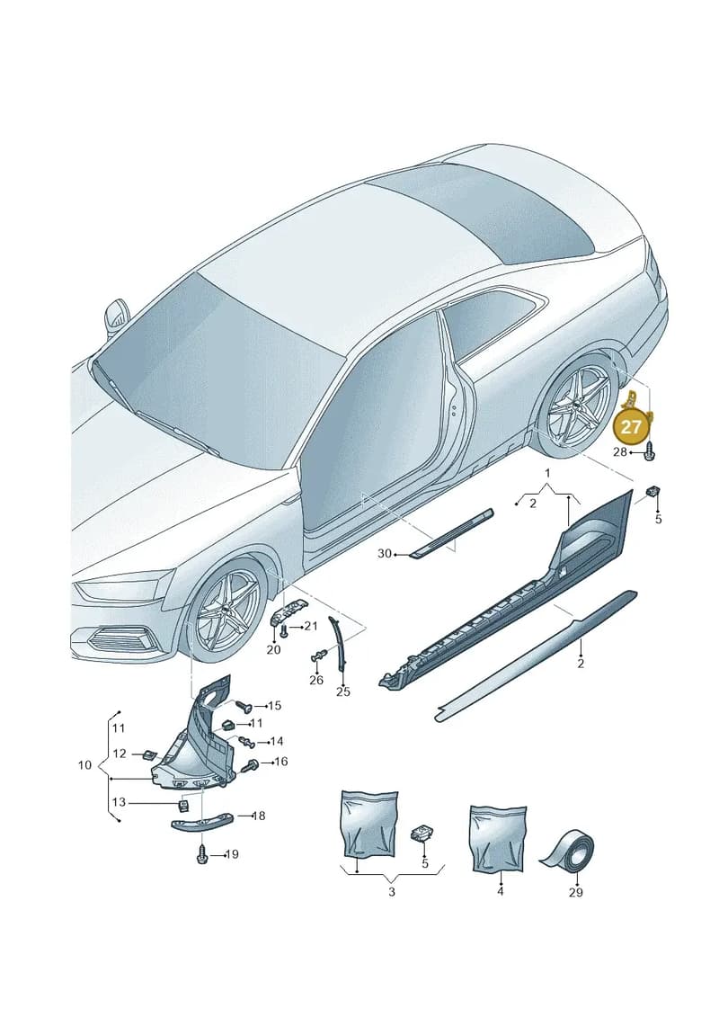 8W6853817A — Audi RS5 Sportback (2017-2025) diagram 847853000, position 27