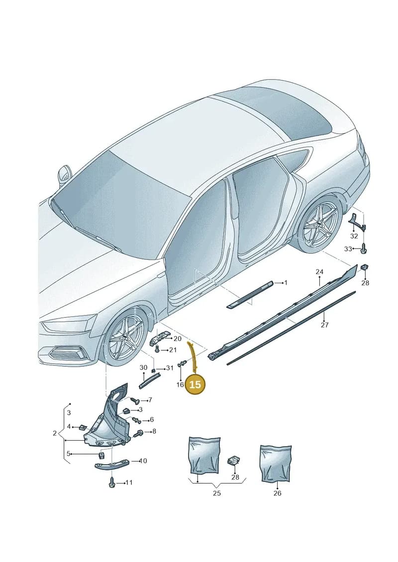 8W6853823B9B9 — Audi A5 Sportback (2016-2025) diagram 897853050, position 15