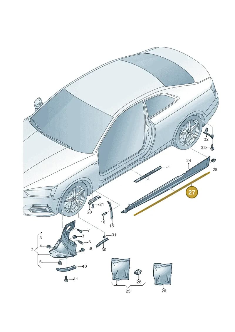 8W6854867 — Audi A5 Sportback (2016-2025) diagram 897853000, position 27