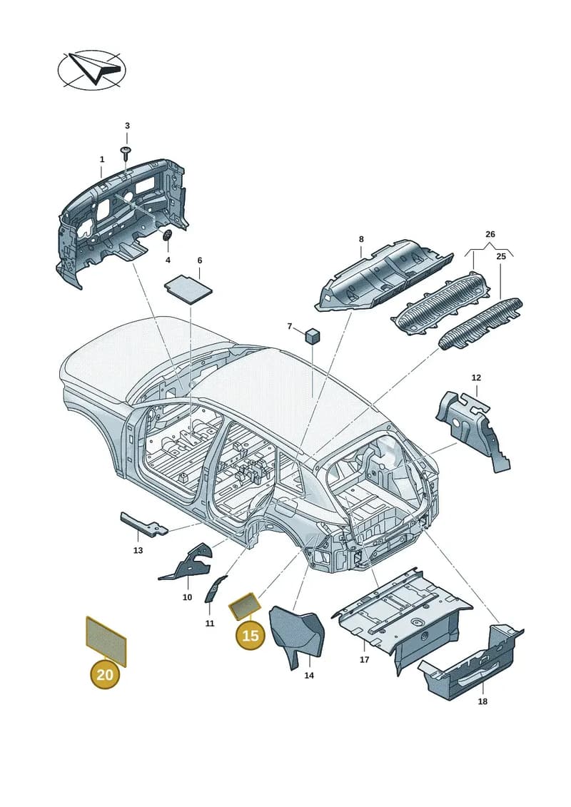 8W6863811 — Audi Q6 e-tron (2023-2025) diagram f5s863200, position 15+20