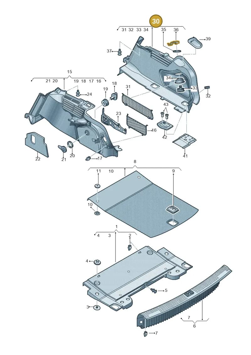 8W6863880DCA9 — Audi A5 Sportback (2016-2025) diagram 897863800, position 30