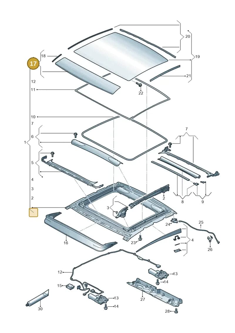 8W6877055C — Audi RS5 Sportback (2017-2025) diagram 897877000, position 17