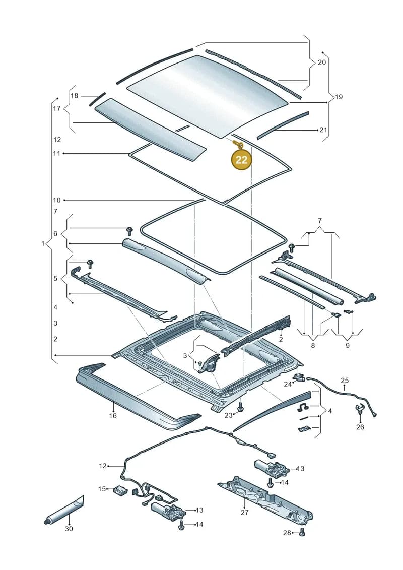 8W6898057 — Audi RS5 Sportback (2017-2025) diagram 897877000, position 22