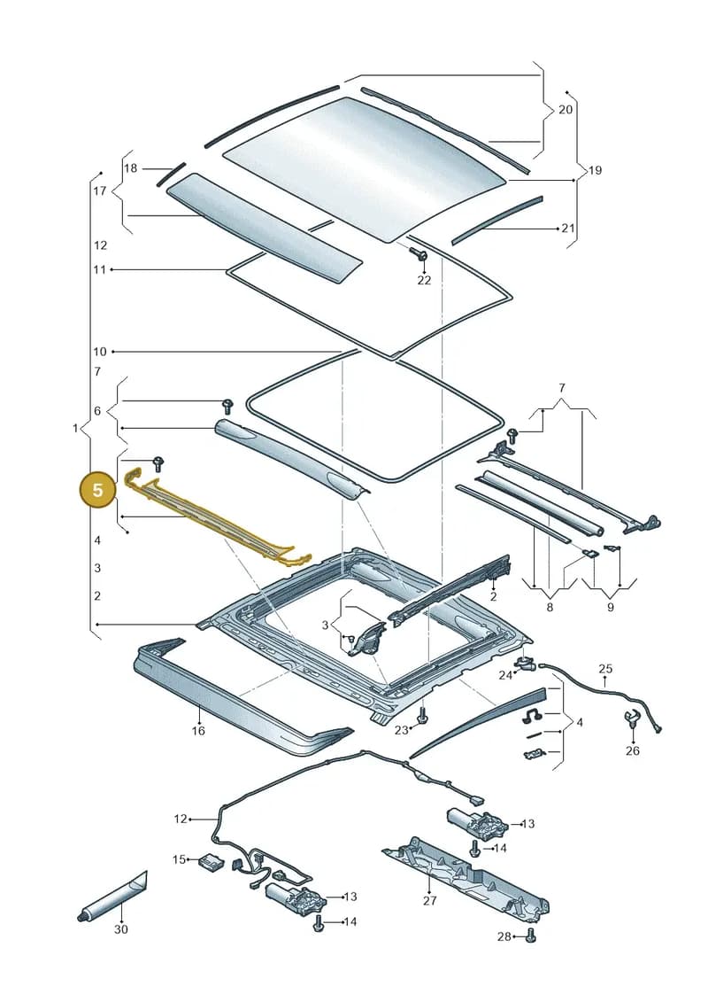 8W6898209A — Audi RS5 Sportback (2017-2025) diagram 897877000, position 5