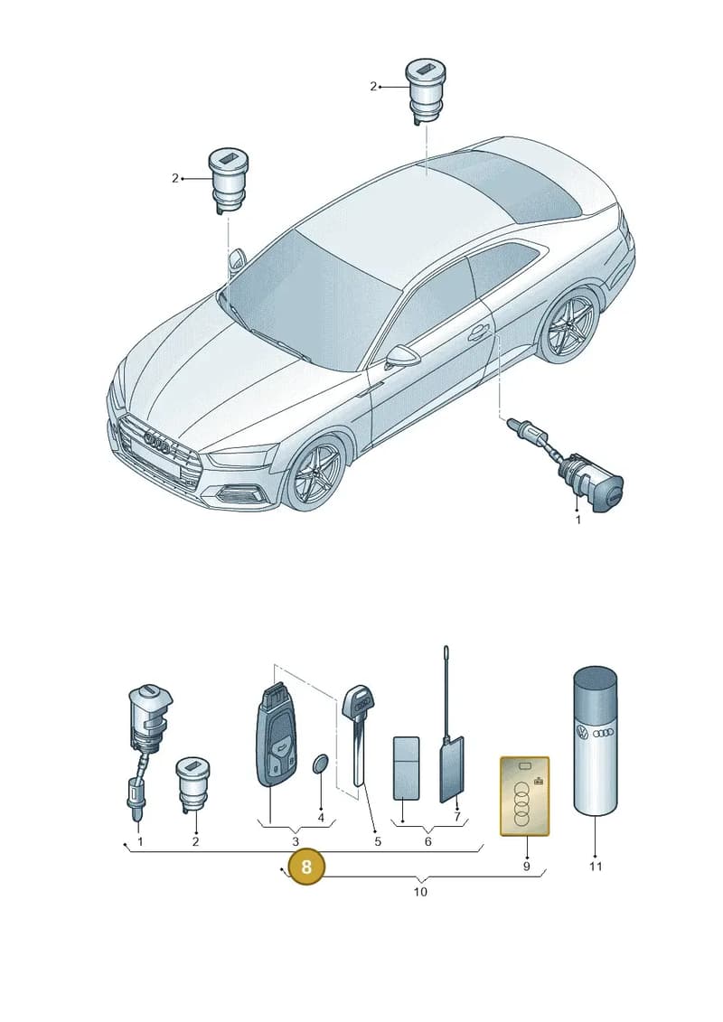 8W6898374DAIF — Audi A5 Sportback (2016-2025) diagram 897837100, position 8