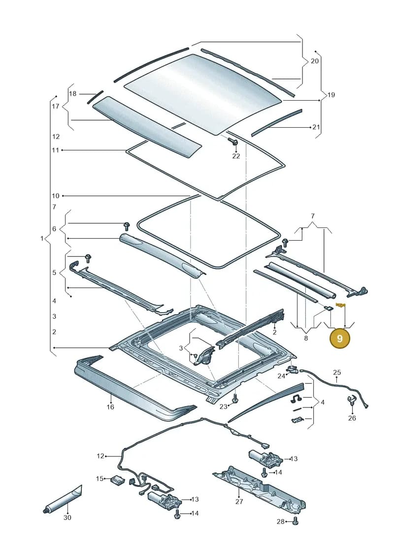 8W6898924 — Audi RS5 Sportback (2017-2025) diagram 897877000, position 9