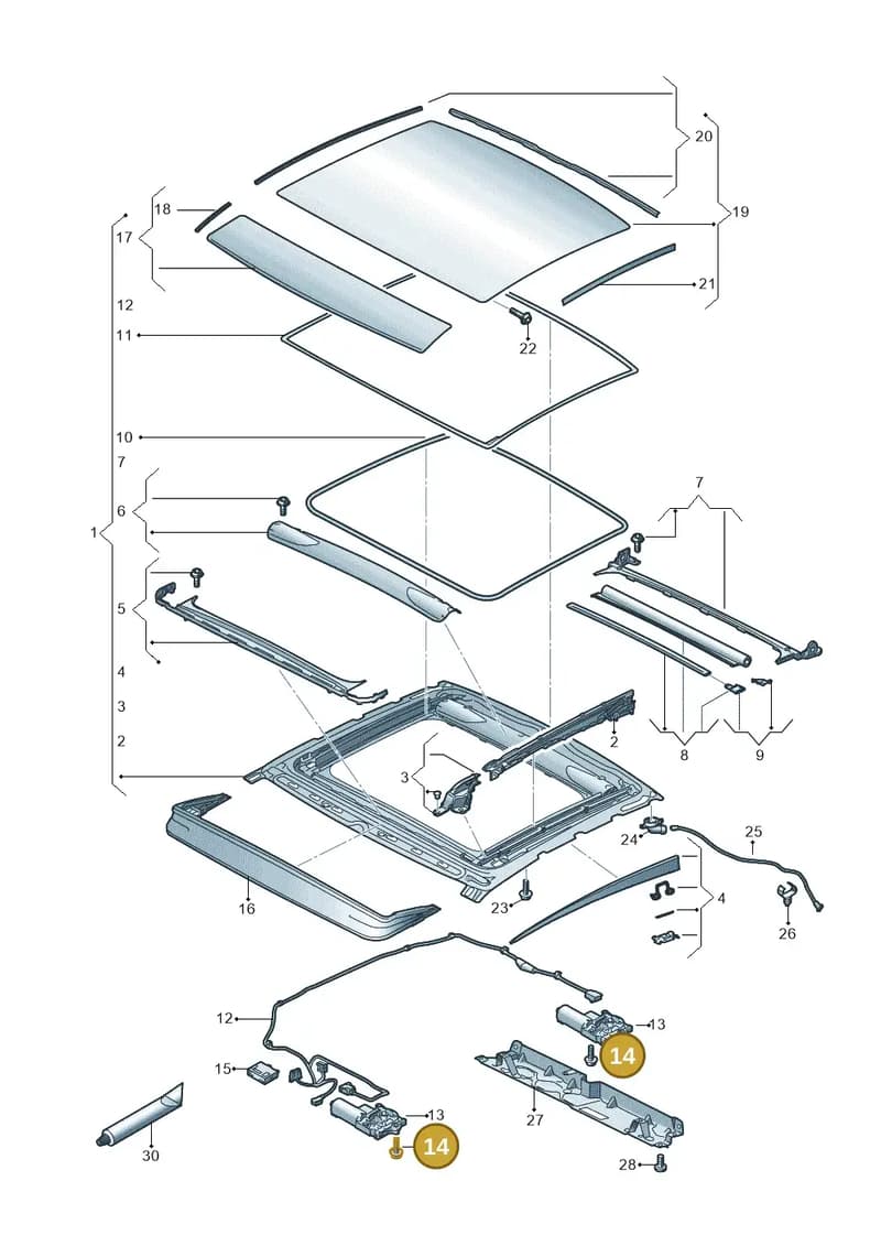8W6898994 — Audi RS5 Sportback (2017-2025) diagram 897877000, position 14