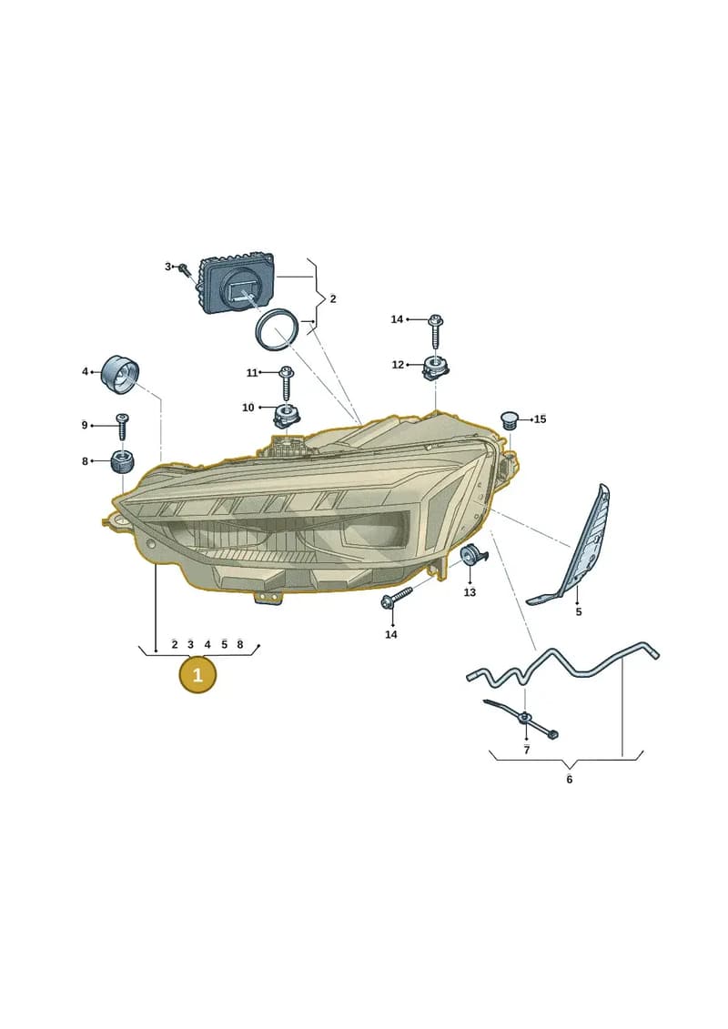 8W6941085D — Audi RS5 Sportback (2017-2025) diagram 897941015, position 1