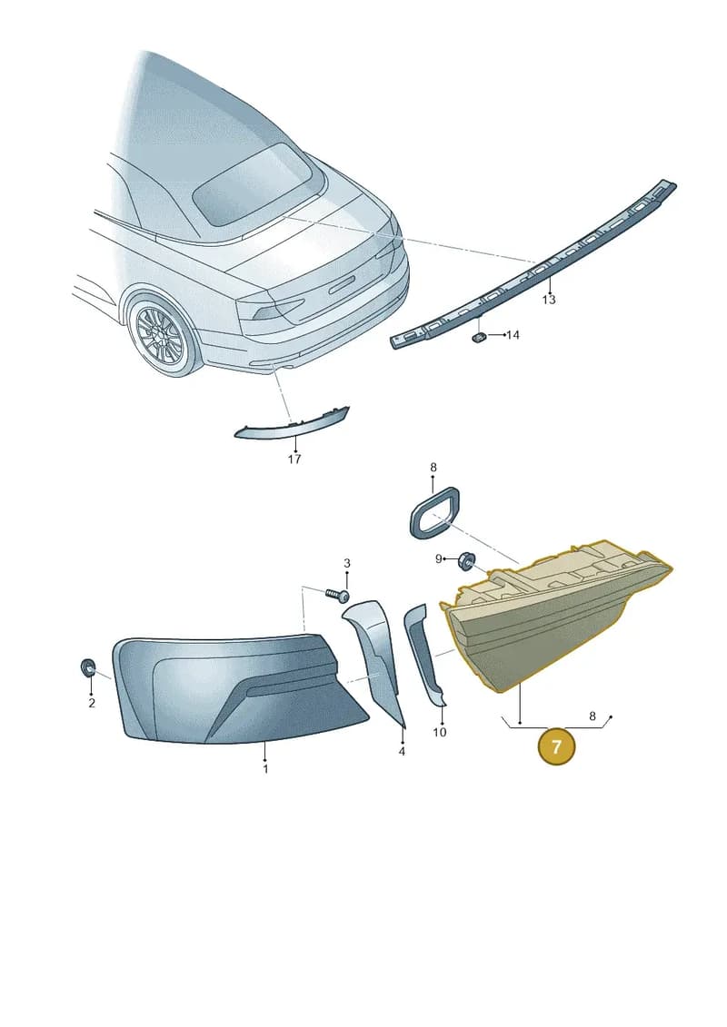 8W6945075A — Audi A5 Cabriolet (2016-2025) diagram 848945000, position 7