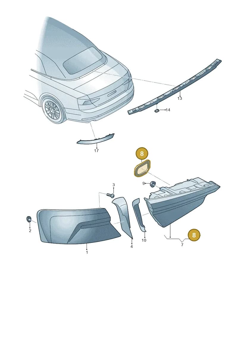 8W6945192A — Audi A5 Cabriolet (2016-2025) diagram 848945000, position 8