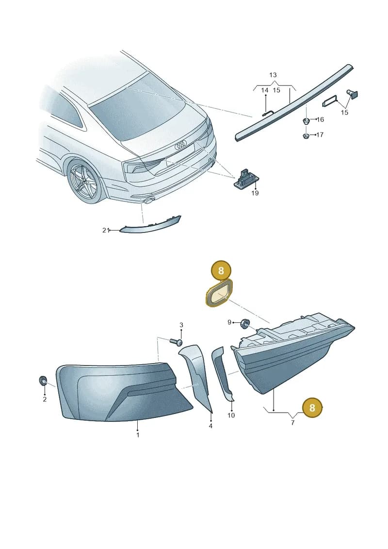 8W6945192A — Audi RS5 Sportback (2017-2025) diagram 897945000, position 8