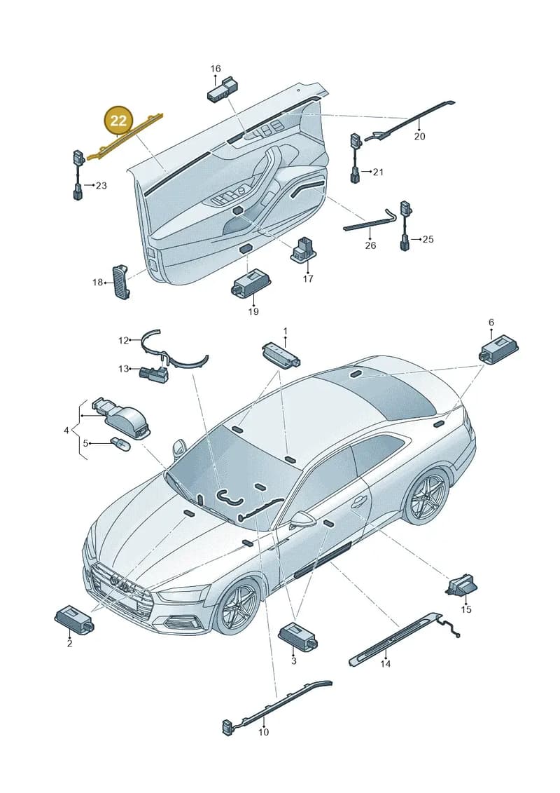 8W6947207 — Audi RS5 Sportback (2017-2025) diagram 897947120, position 22