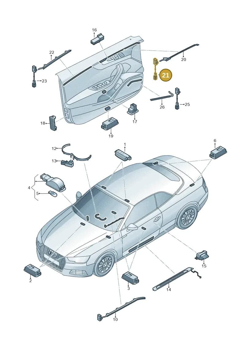 8W6947356B — Audi A5 Cabriolet (2016-2025) diagram 848947100, position 21