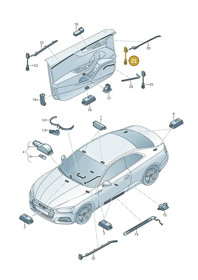 8W6947356B — Audi RS5 Sportback (2017-2025) diagram 897947120, position 21