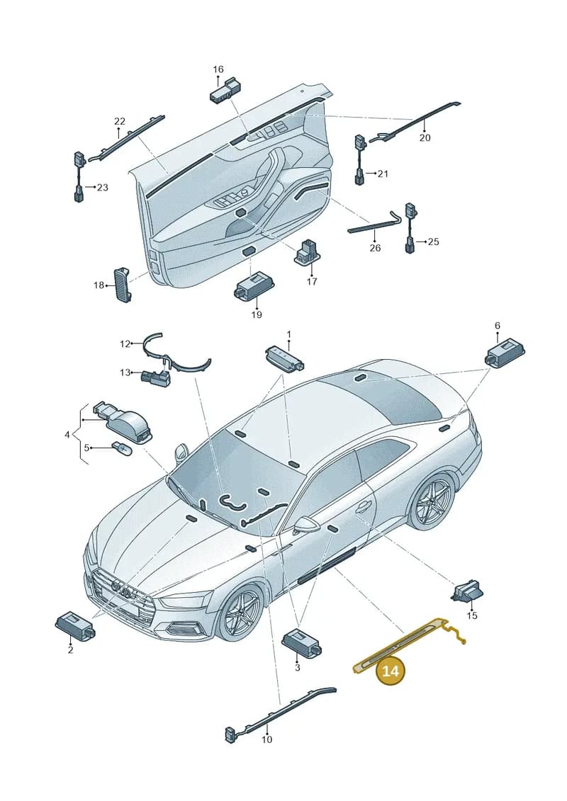 8W6947418C9B9 — Audi RS5 Sportback (2017-2025) diagram 897947120, position 14