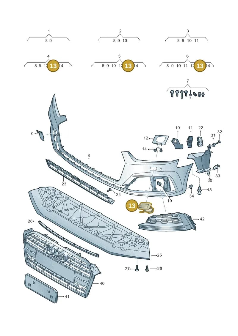 8W6955276AGRU — Audi A5 Sportback (2016-2025) diagram 897807200, position 13
