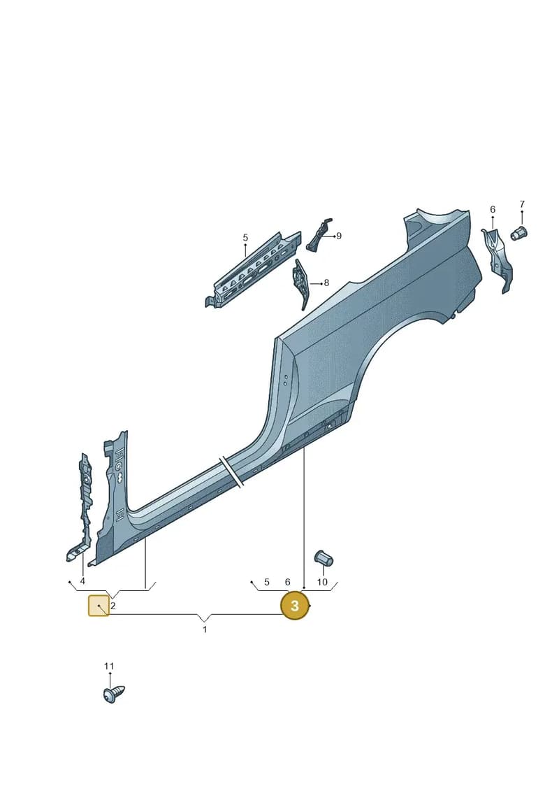 8W7809837 — Audi A5 Cabriolet (2016-2025) diagram 848809500, position 3