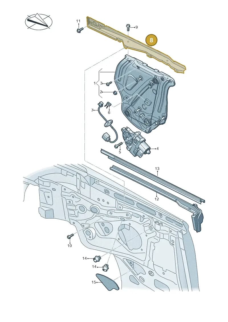 8W7809890A — Audi A5 Cabriolet (2016-2025) diagram 848839600, position 8