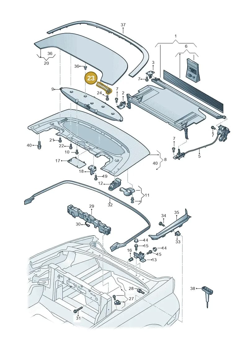 8W7825121A — Audi A5 Cabriolet (2016-2025) diagram 848825500, position 23