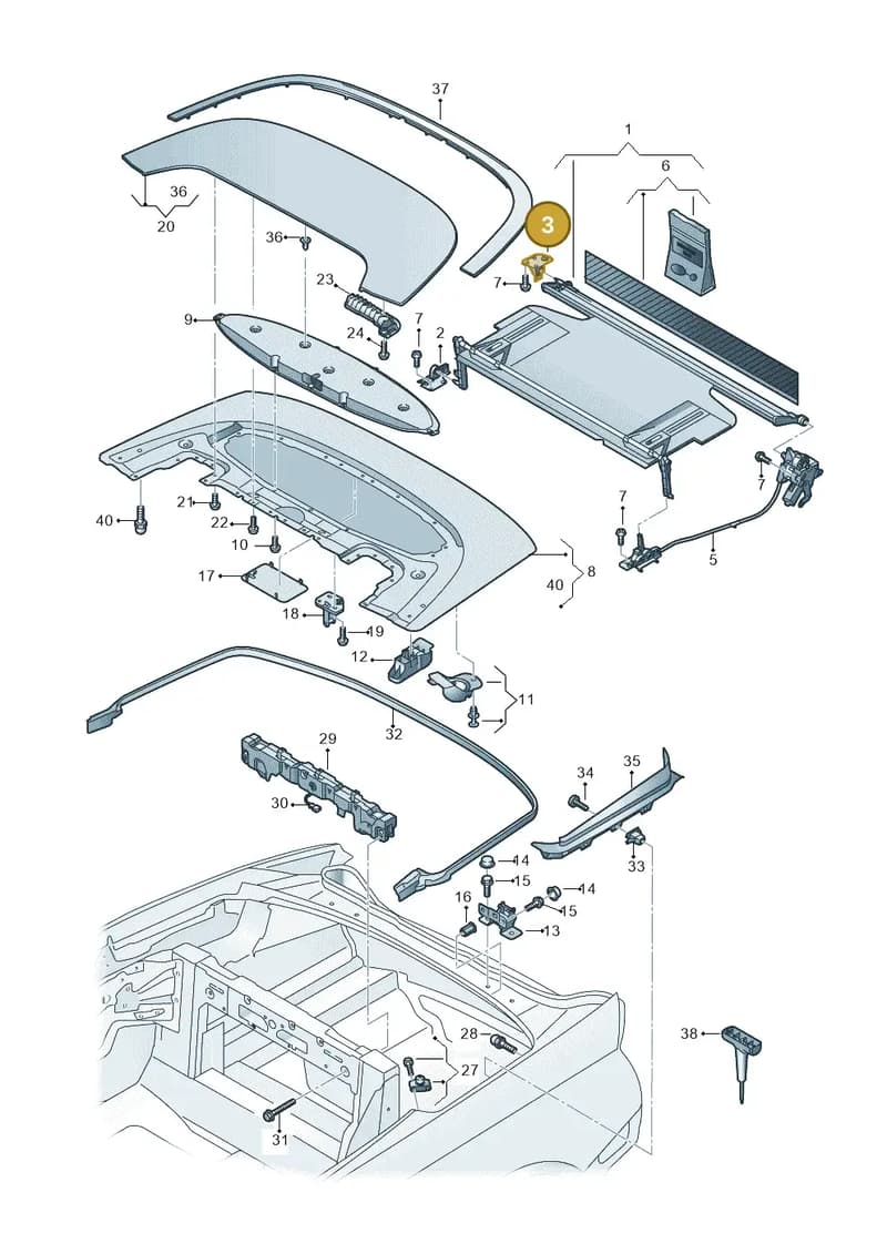 8W7825176 — Audi A5 Cabriolet (2016-2025) diagram 848825500, position 3