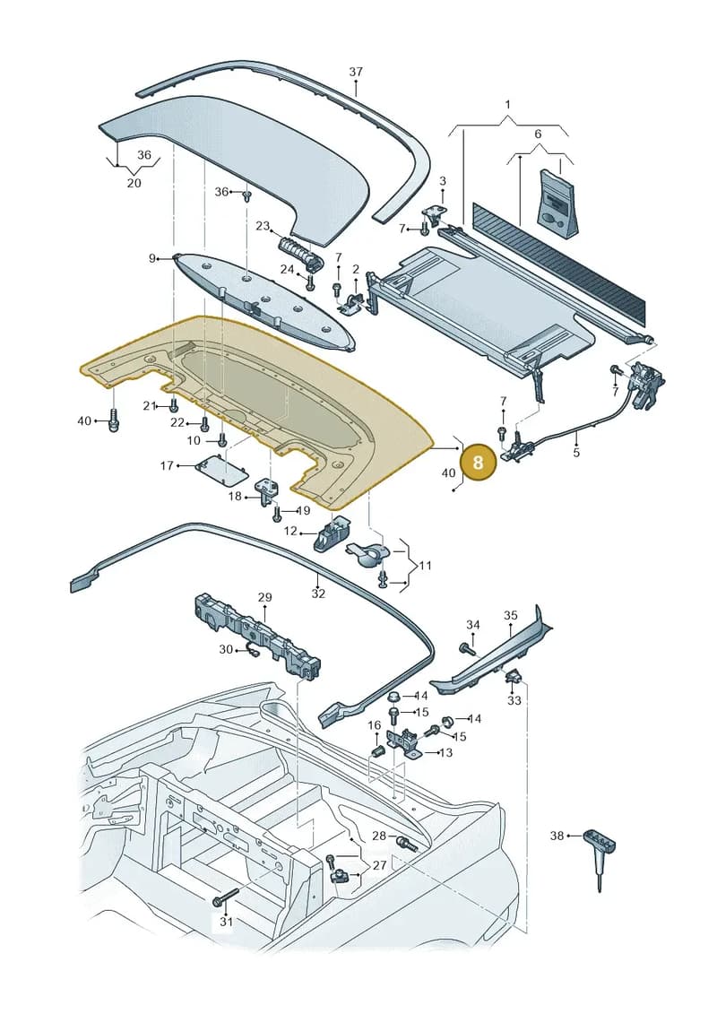 8W7825302A — Audi A5 Cabriolet (2016-2025) diagram 848825500, position 8
