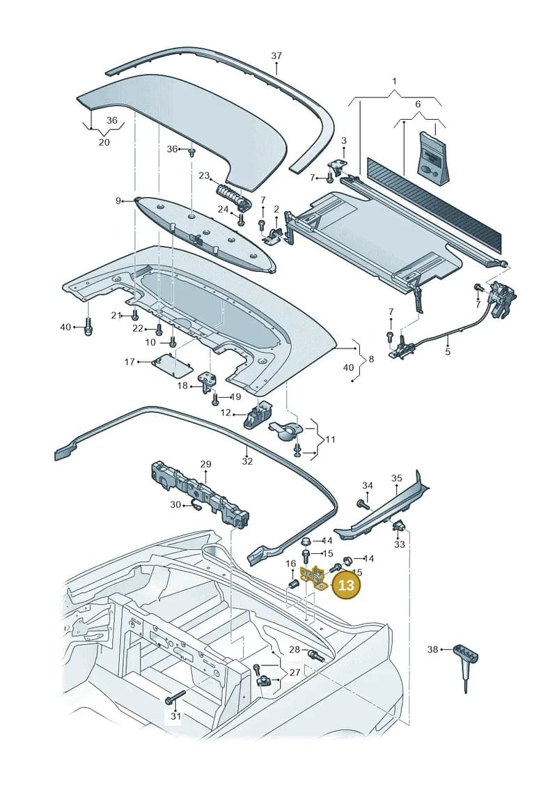 8W7825307 — Audi A5 Cabriolet (2016-2025) diagram 848825500, position 13