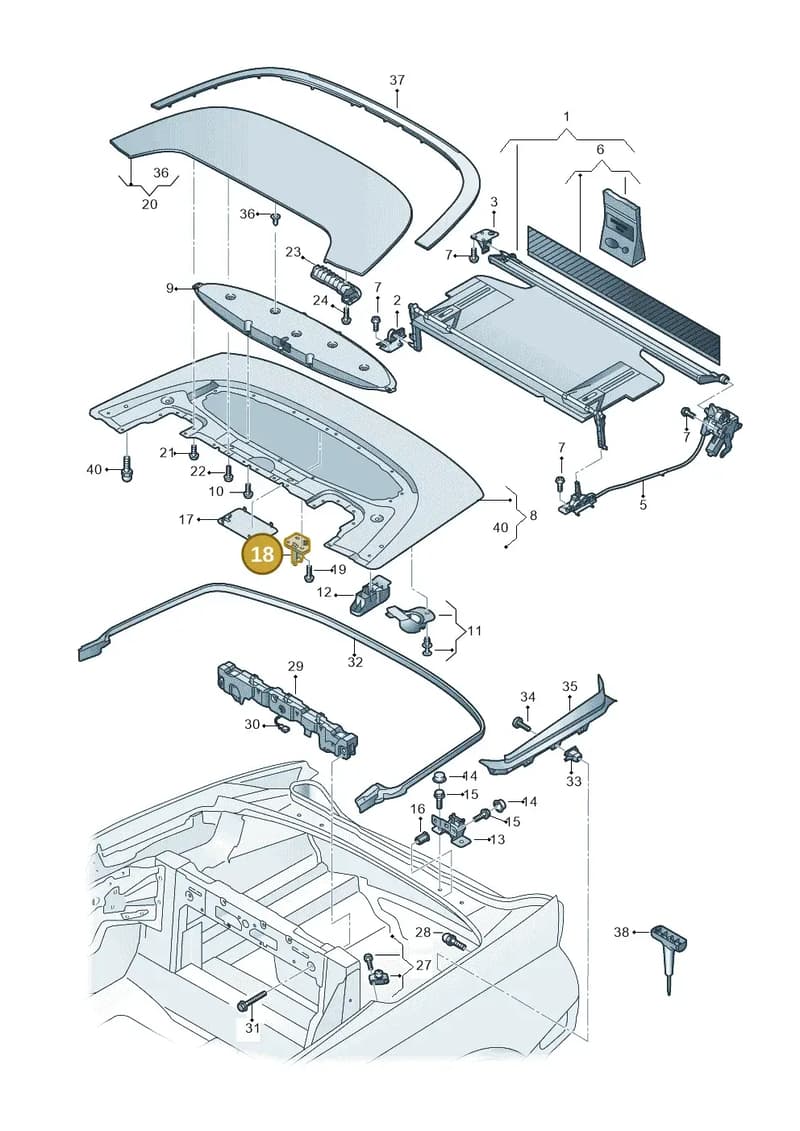 8W7825435 — Audi A5 Cabriolet (2016-2025) diagram 848825500, position 18