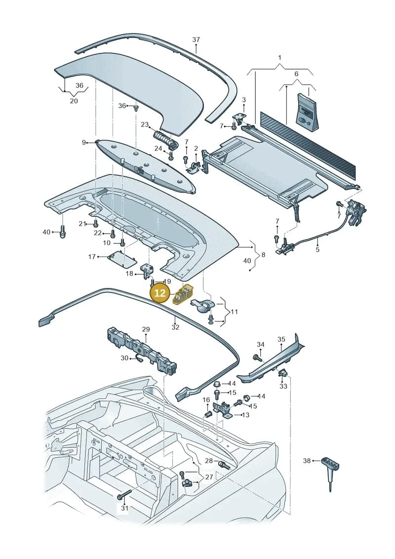 8W7825761 — Audi A5 Cabriolet (2016-2025) diagram 848825500, position 12