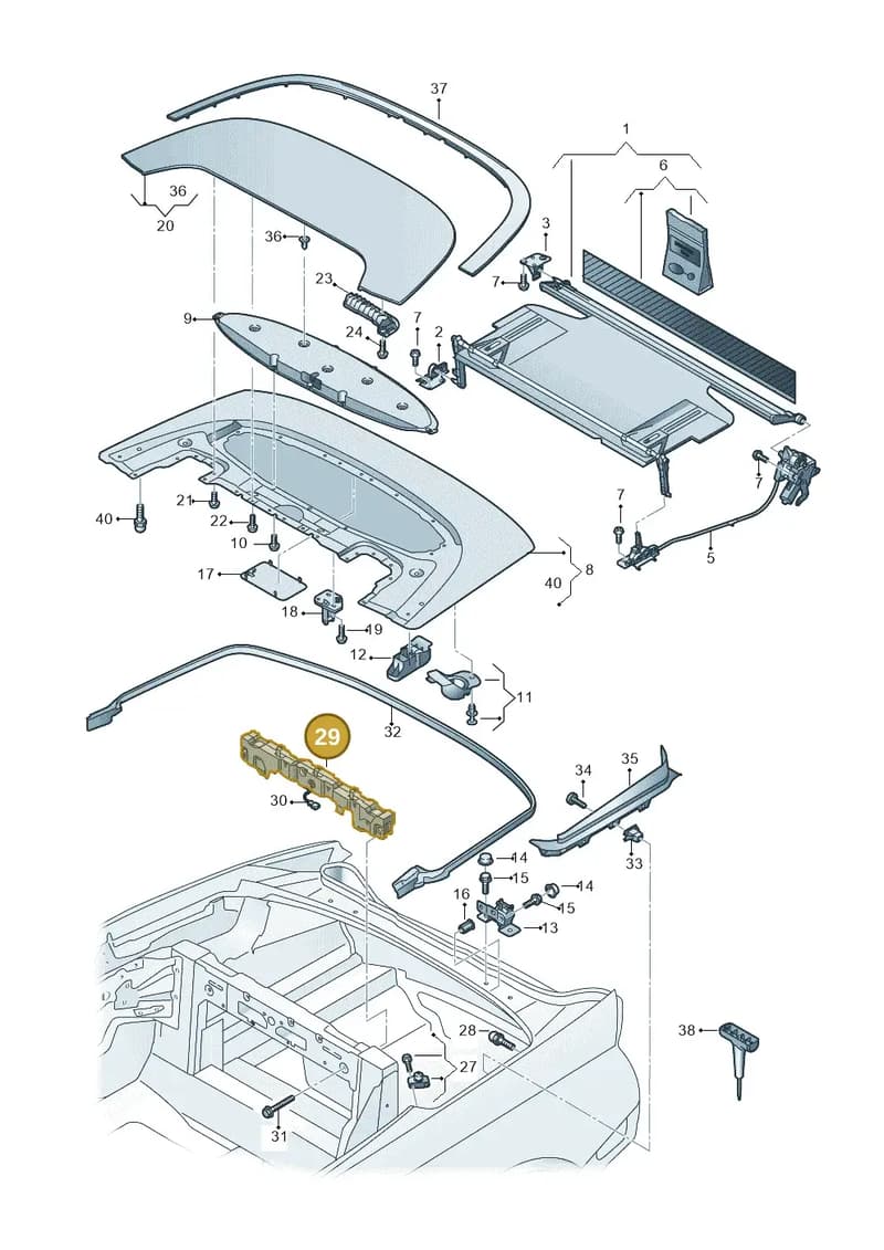 8W7825823A — Audi A5 Cabriolet (2016-2025) diagram 848825500, position 29