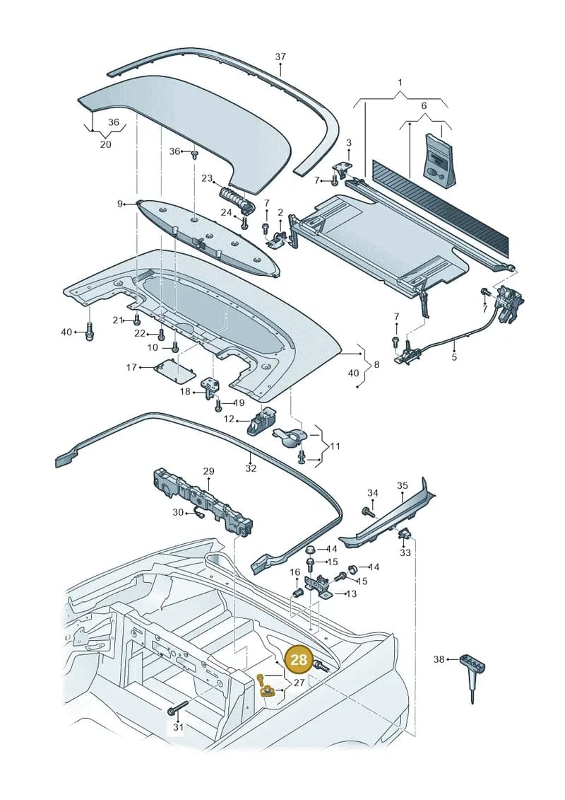 8W7825963A — Audi A5 Cabriolet (2016-2025) diagram 848825500, position 28
