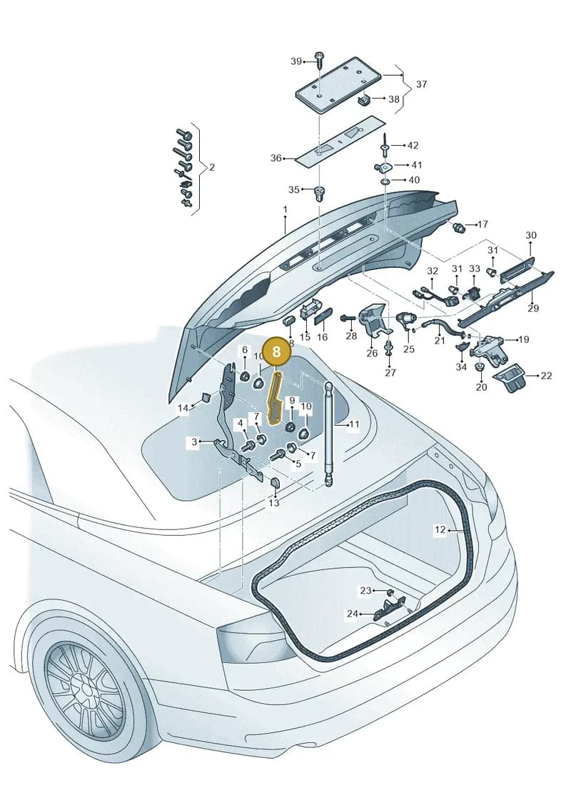 8W7827603 — Audi A5 Cabriolet (2016-2025) diagram 848827000, position 8