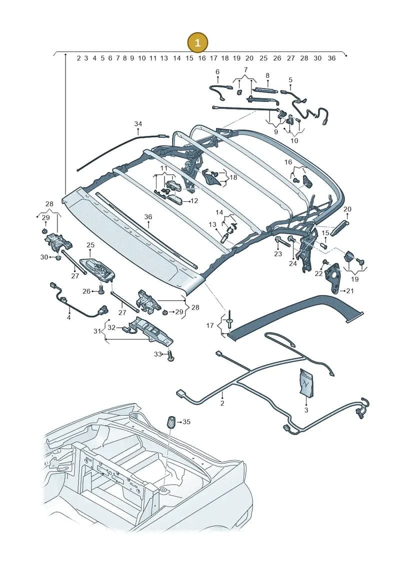 8W7871025B — Audi A5 Cabriolet (2016-2025) diagram 848871100, position 1