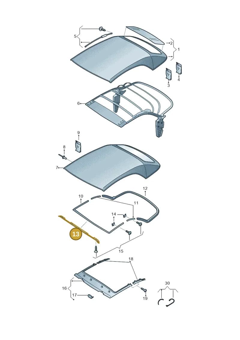 8W7871387 — Audi A5 Cabriolet (2016-2025) diagram 848871000, position 13