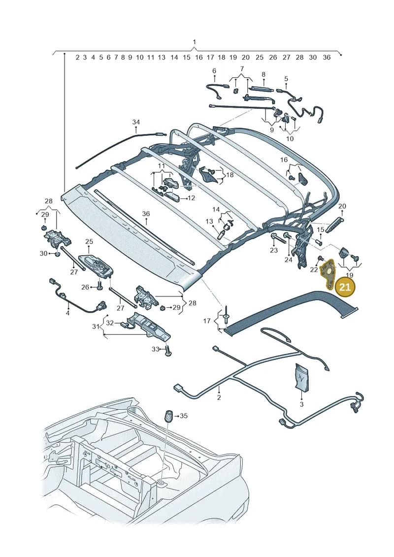 8W7871577A — Audi A5 Cabriolet (2016-2025) diagram 848871100, position 21