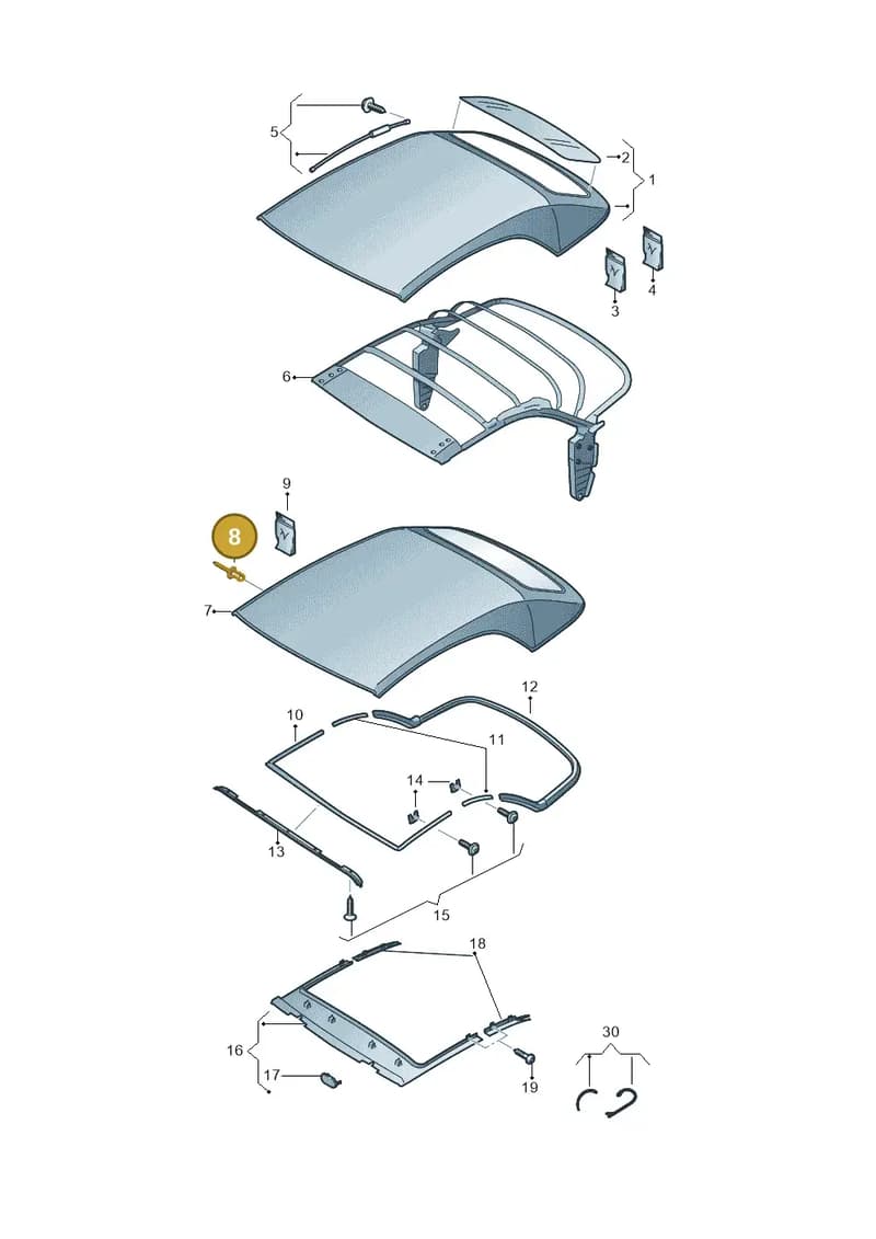 8W7871612 — Audi A5 Cabriolet (2016-2025) diagram 848871000, position 8